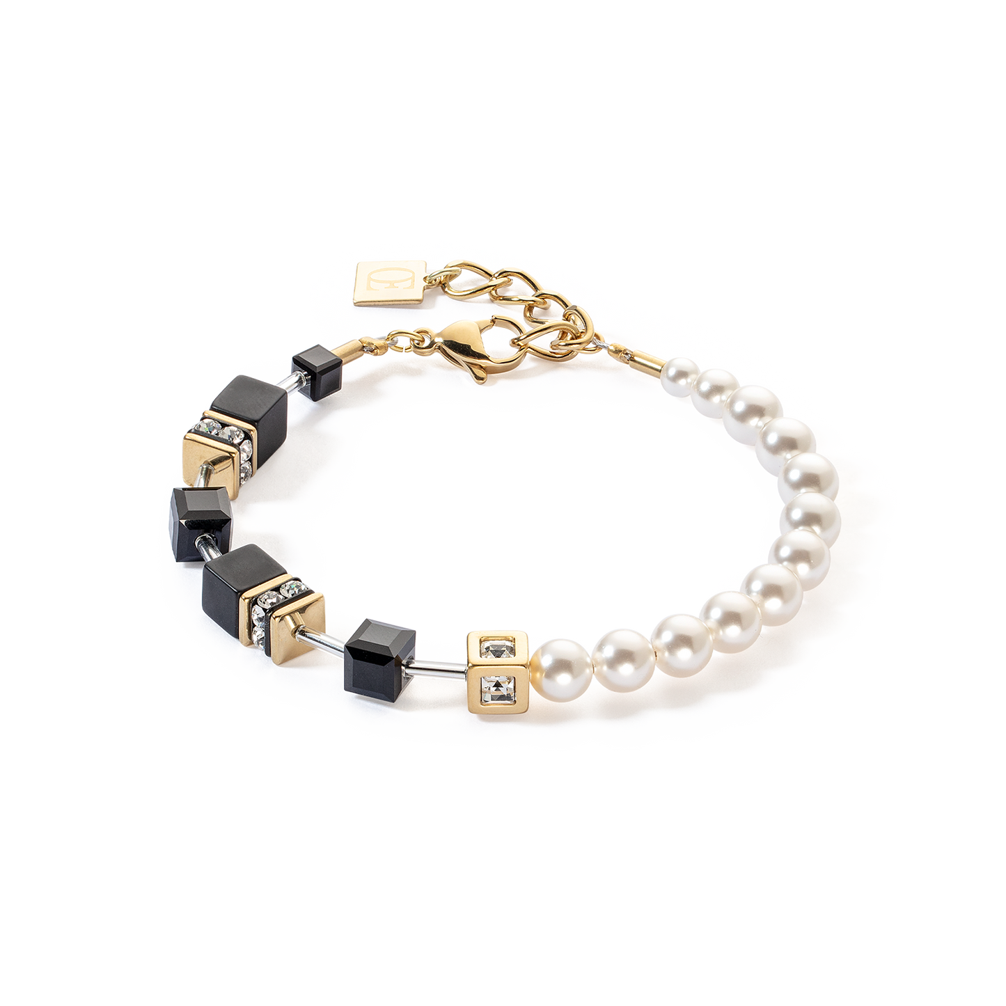 GeoCUBE® Precious Fusion Pearls Bracelet: Black/Gold
