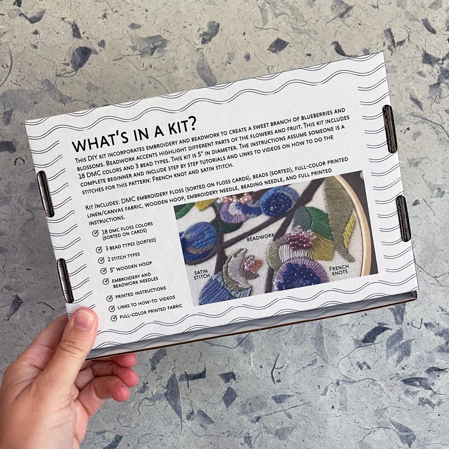 DIY Embroidery & Beadwork Kit: Blueberry Blossoms