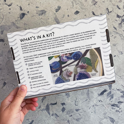 DIY Embroidery & Beadwork Kit: Blueberry Blossoms