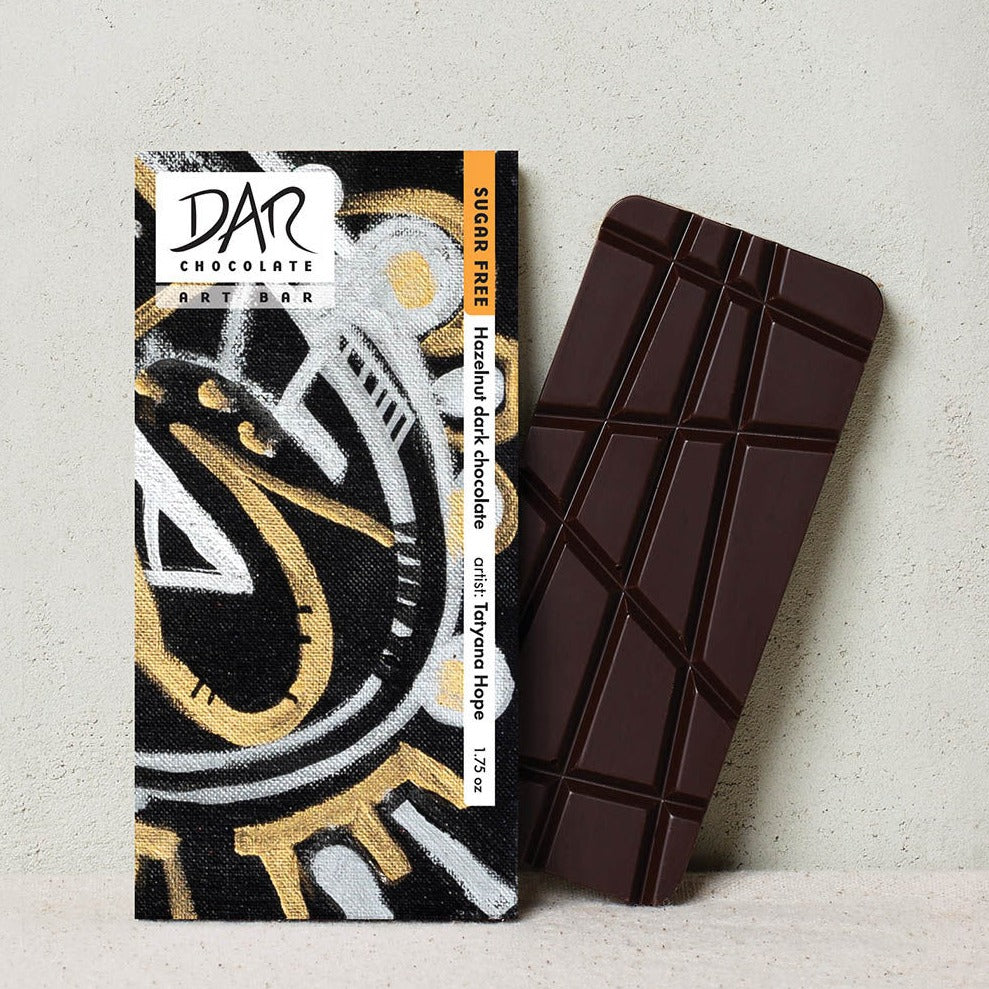 Art Bar: Zuckerfreie dunkle Haselnussschokolade
