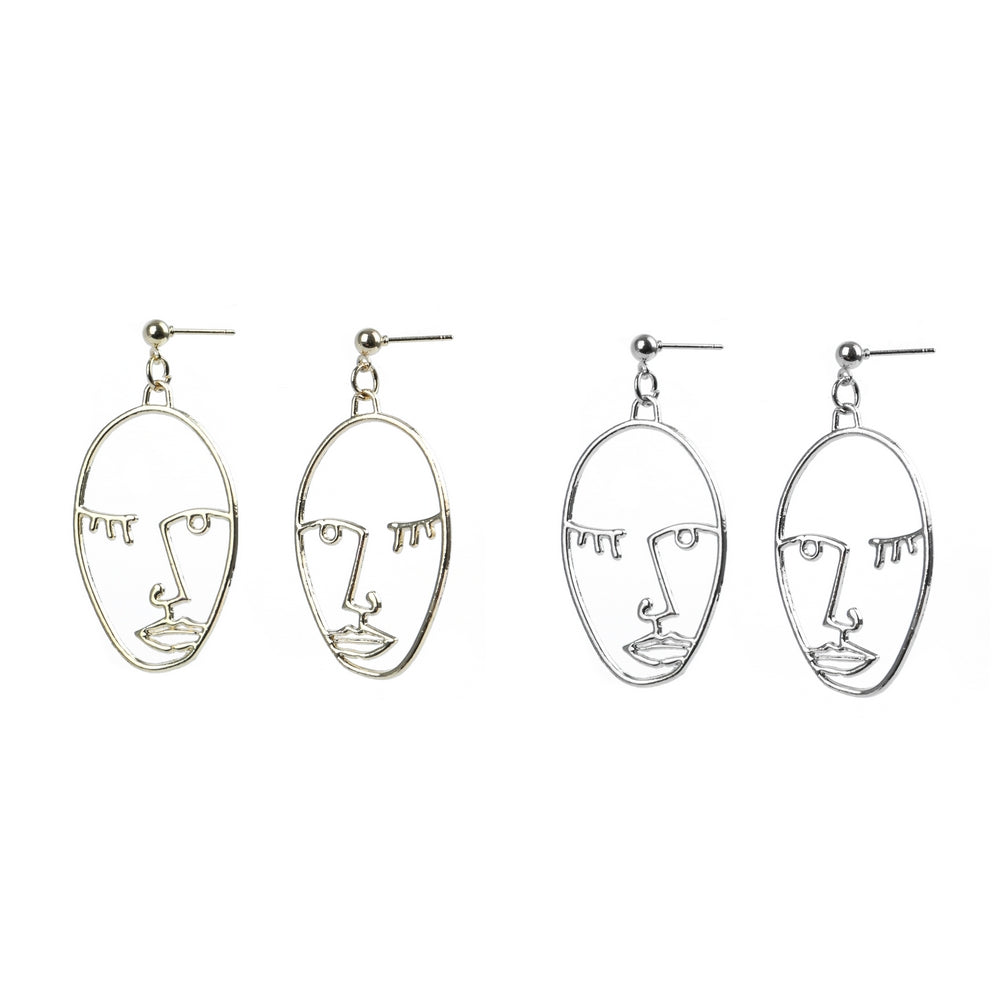 Line Art Wink Face Earrings - Chrysler Museum Shop