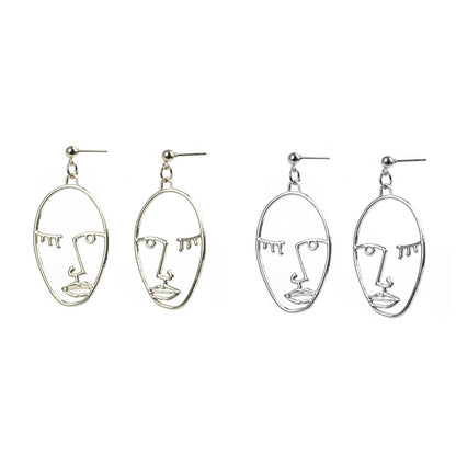 Line Art Wink Face Earrings