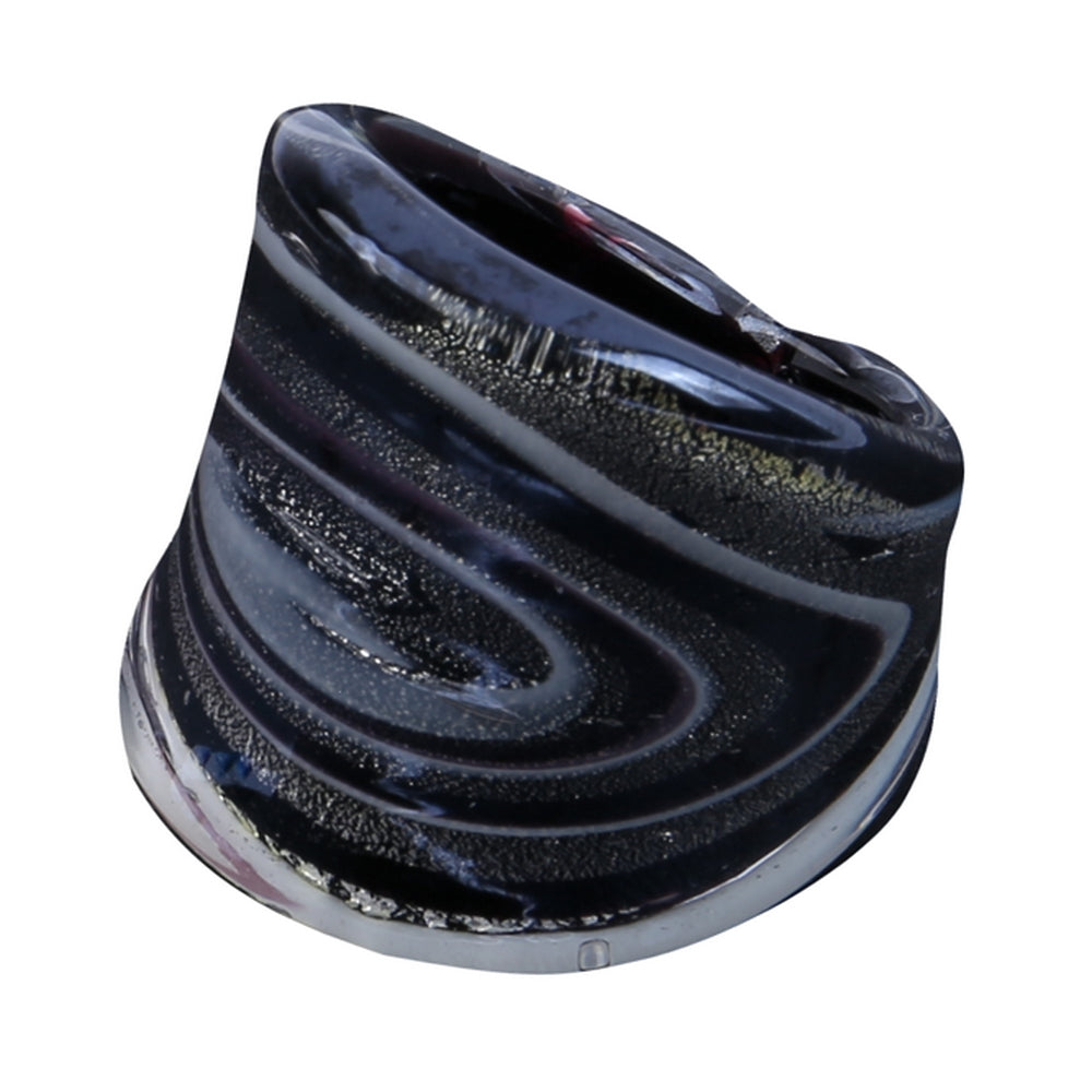 Deep Ocean Glass Ring (Black Swirl)
