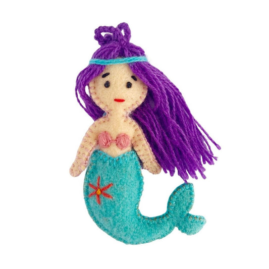Mermaid Embroidered Wool Ornament