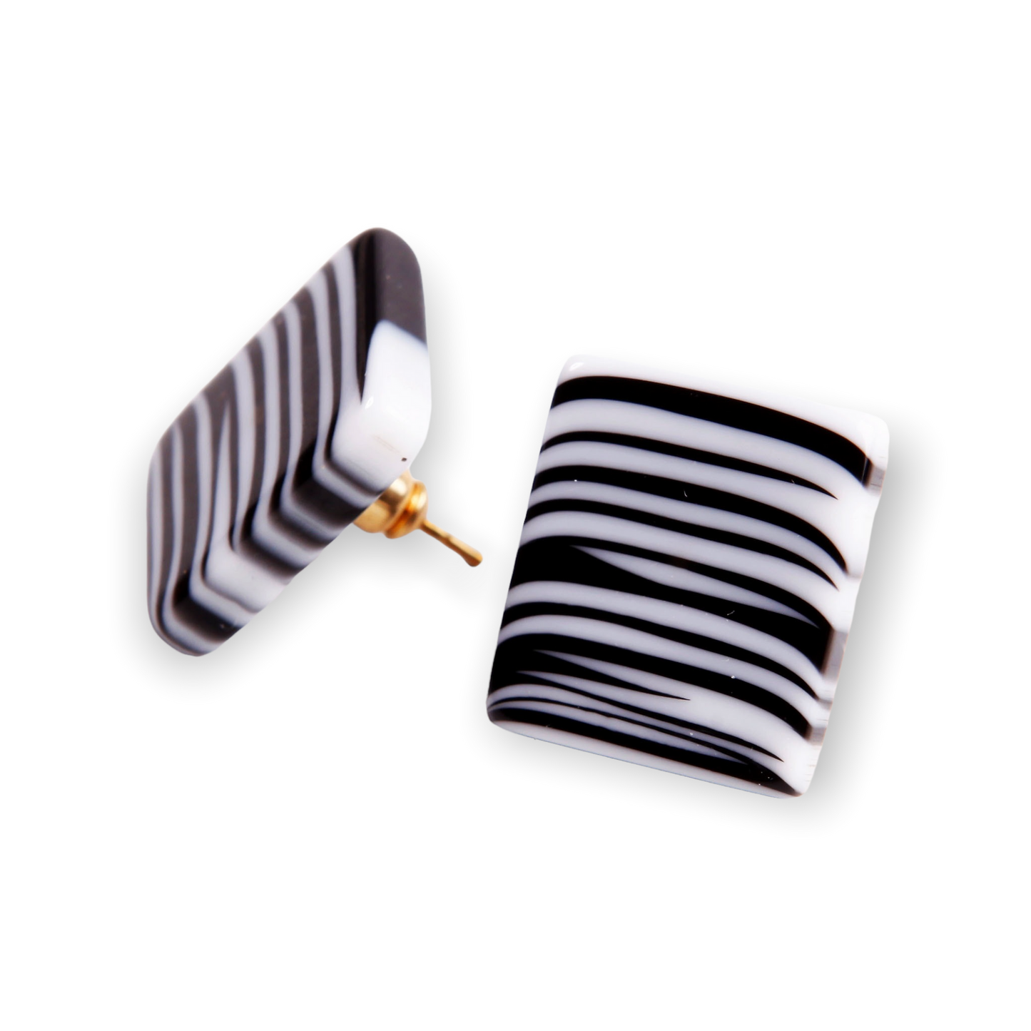 Black & White Layered Square Stud Earrings