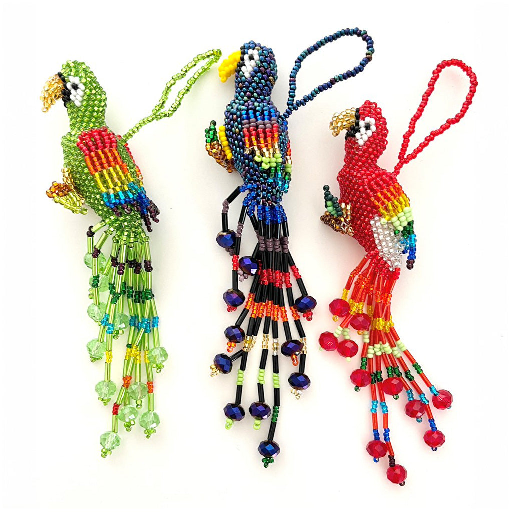 Beaded Parrot Ornaments