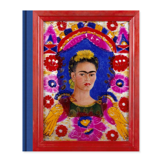 Colorful framed artwork of a stylized portrait with floral elements