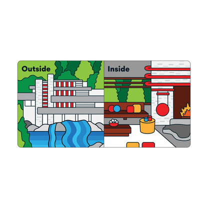 Colorful illustration of a house divided into 'Outside' and 'Inside' sections.