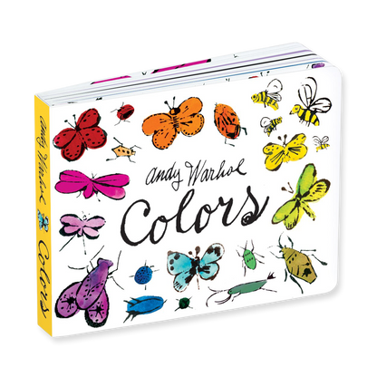 Book cover with colorful illustrations of butterflies and insects, featuring Andy Warhol's 'Colors' design.