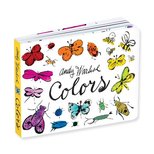 Book cover with colorful illustrations of butterflies and insects, featuring Andy Warhol's 'Colors' design.