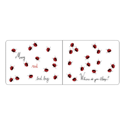 Children's book with illustrations of ladybugs and text on a white background