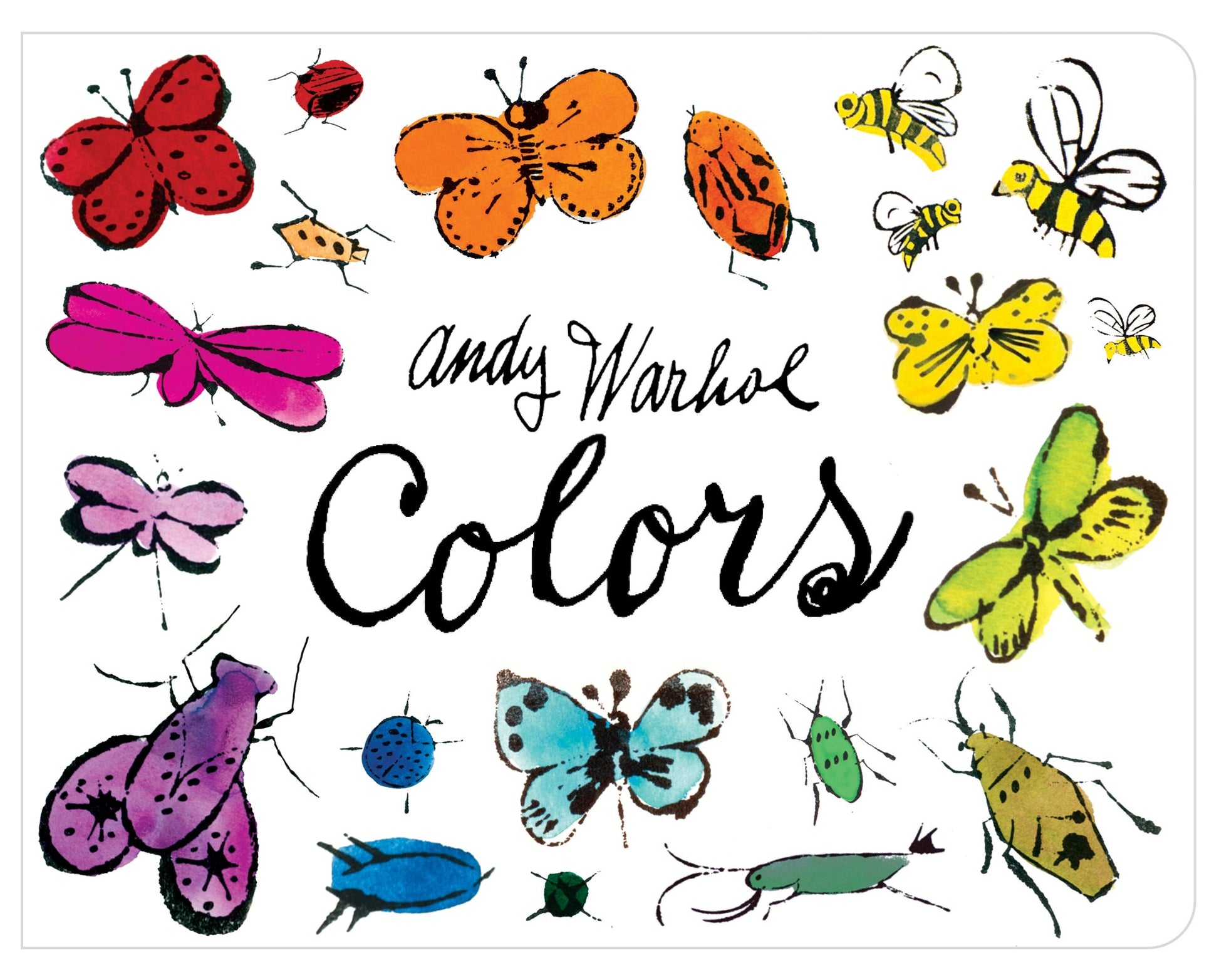 Book cover of 'Colors' by Andy Warhol with colorful butterflies and insects.