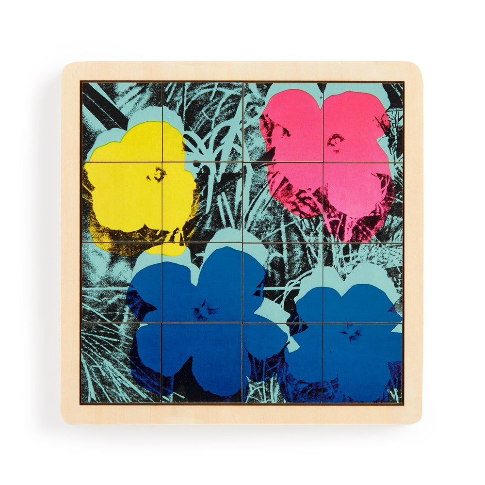 Rompecabezas de madera deslizante 2 en 1 con flores de Andy Warhol