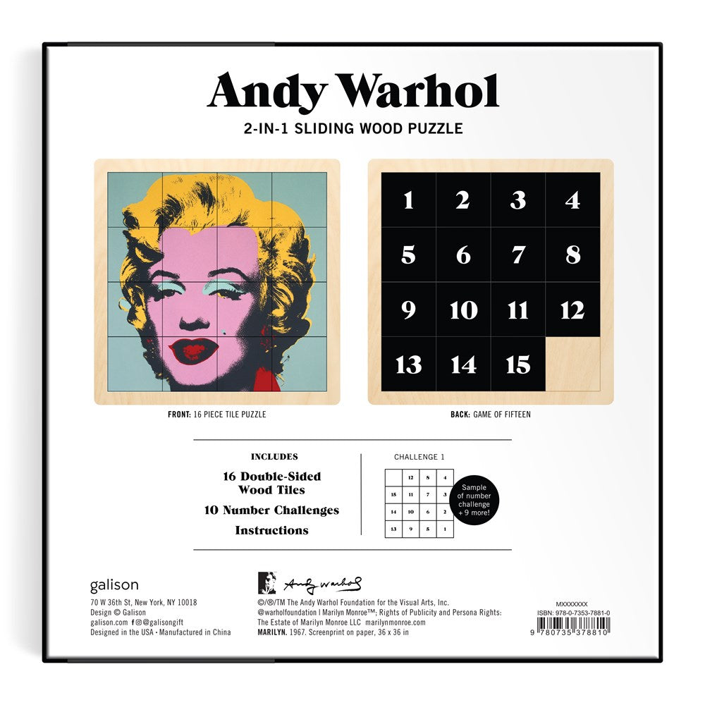 Andy Warhol Marilyn Rompecabezas de madera deslizante 2 en 1