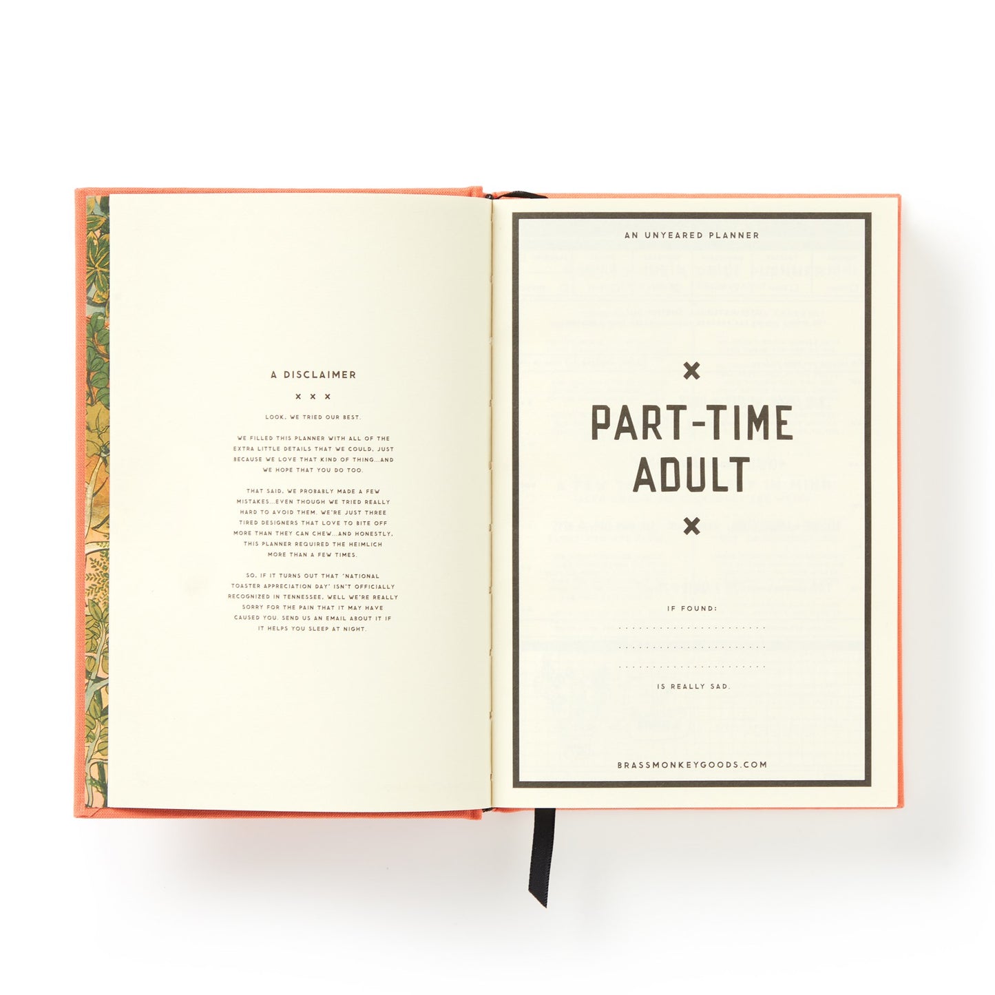 Open planner with 'Part-Time Adult' title on a white background
