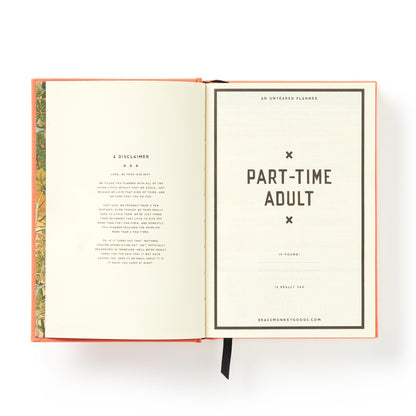 Open planner with 'Part-Time Adult' title on a white background