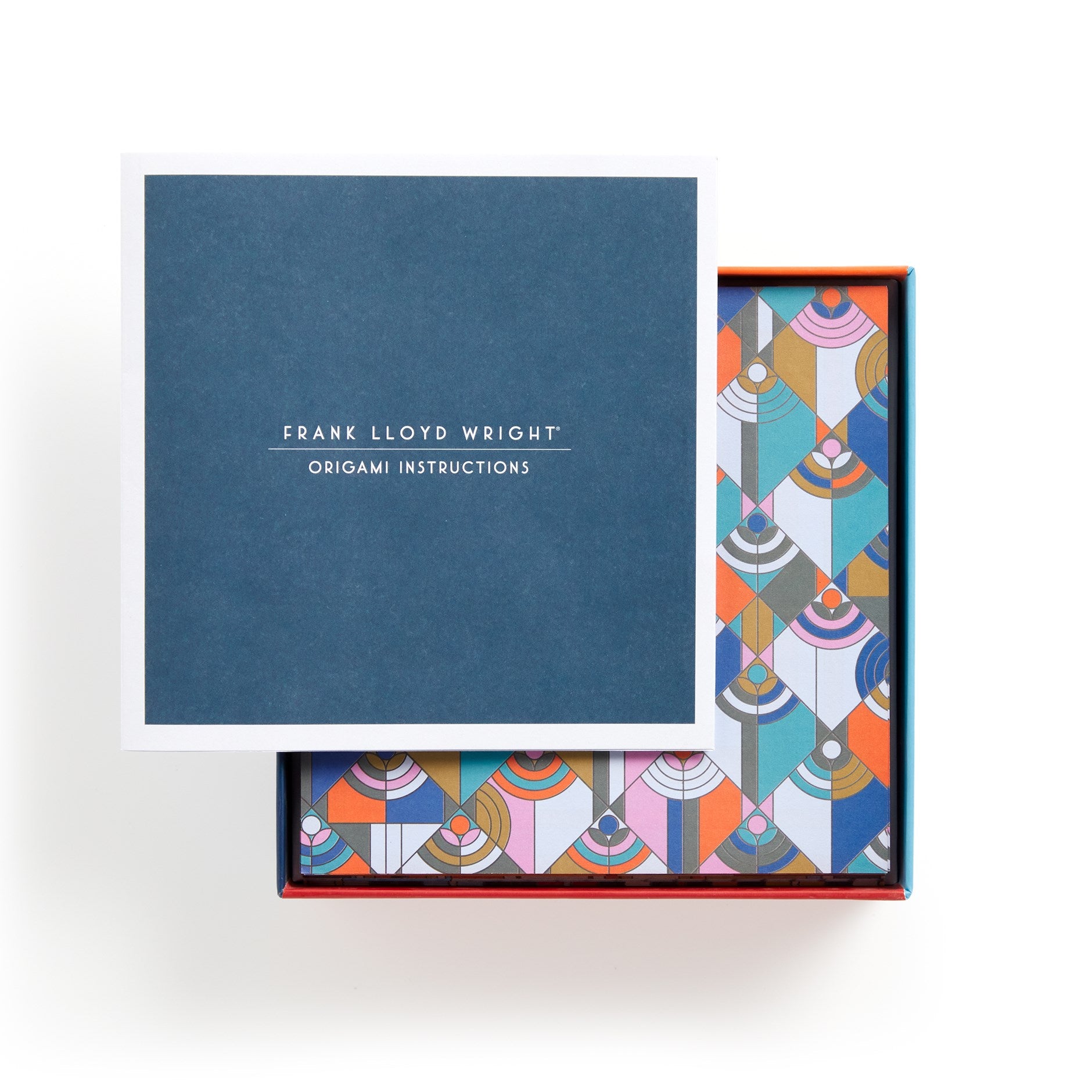 Box with 'Frank Lloyd Wright Origami Instructions' on a blue background