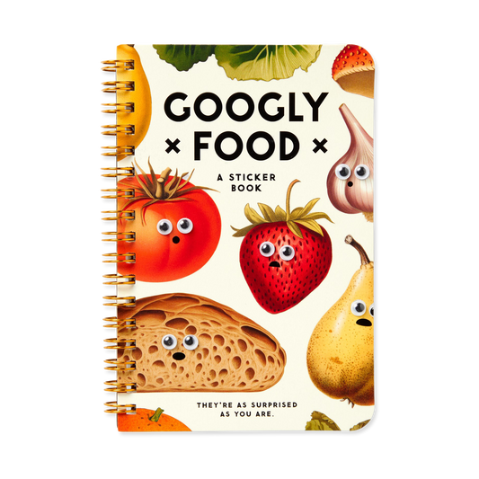 Sticker book cover with cartoon fruits and vegetables on a white background