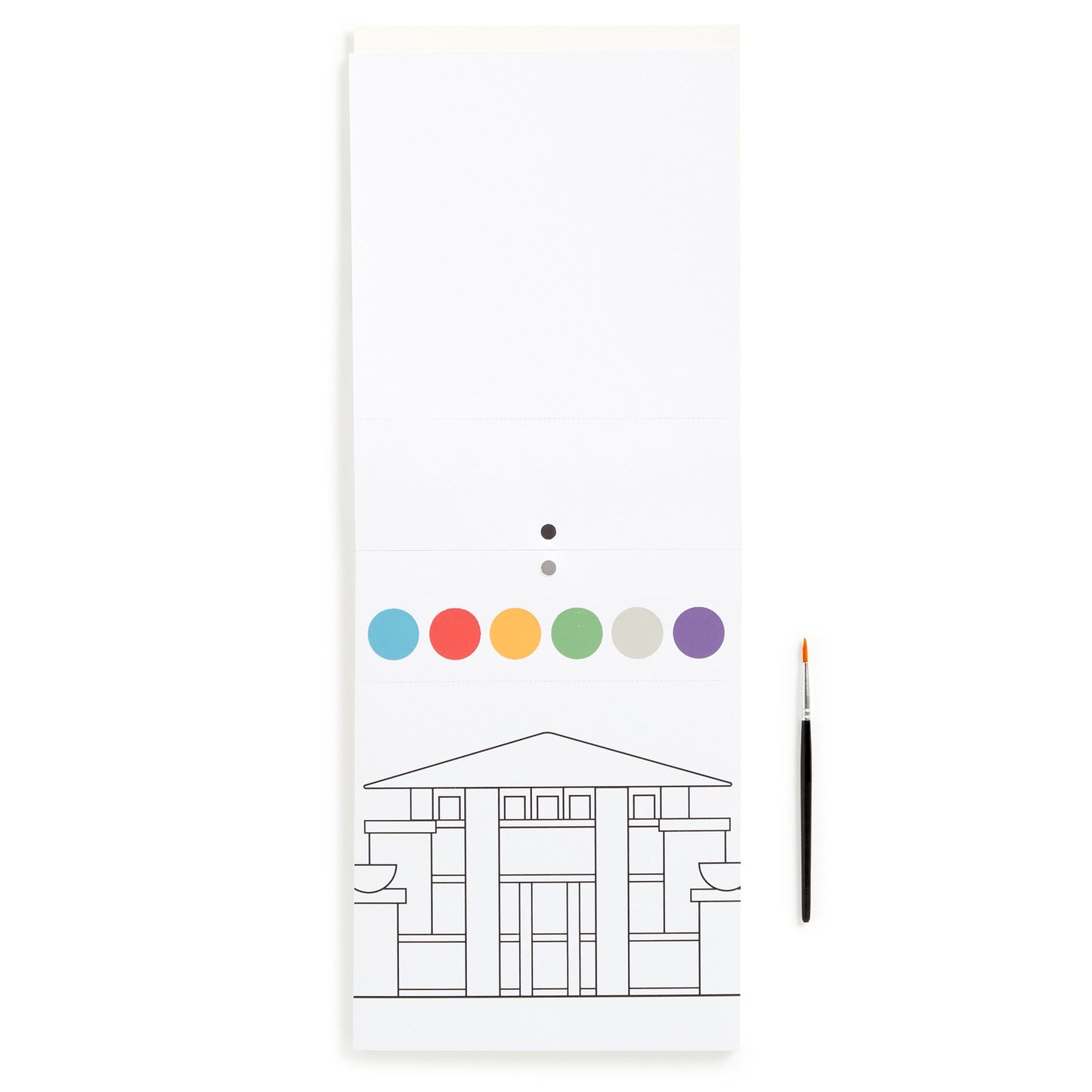 Notebook with a geometric design and colored dots on the cover