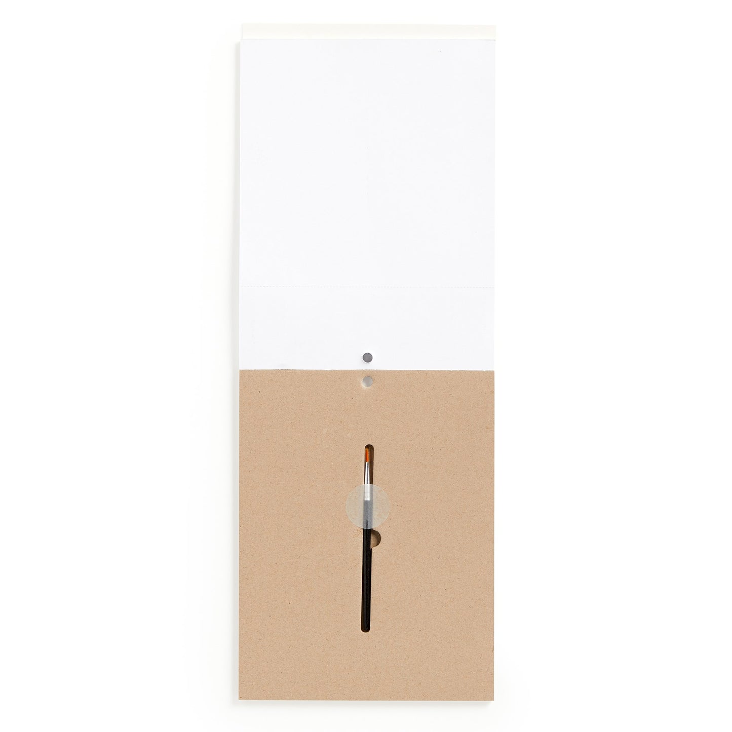 White envelope with a brown flap featuring a brush on a white background