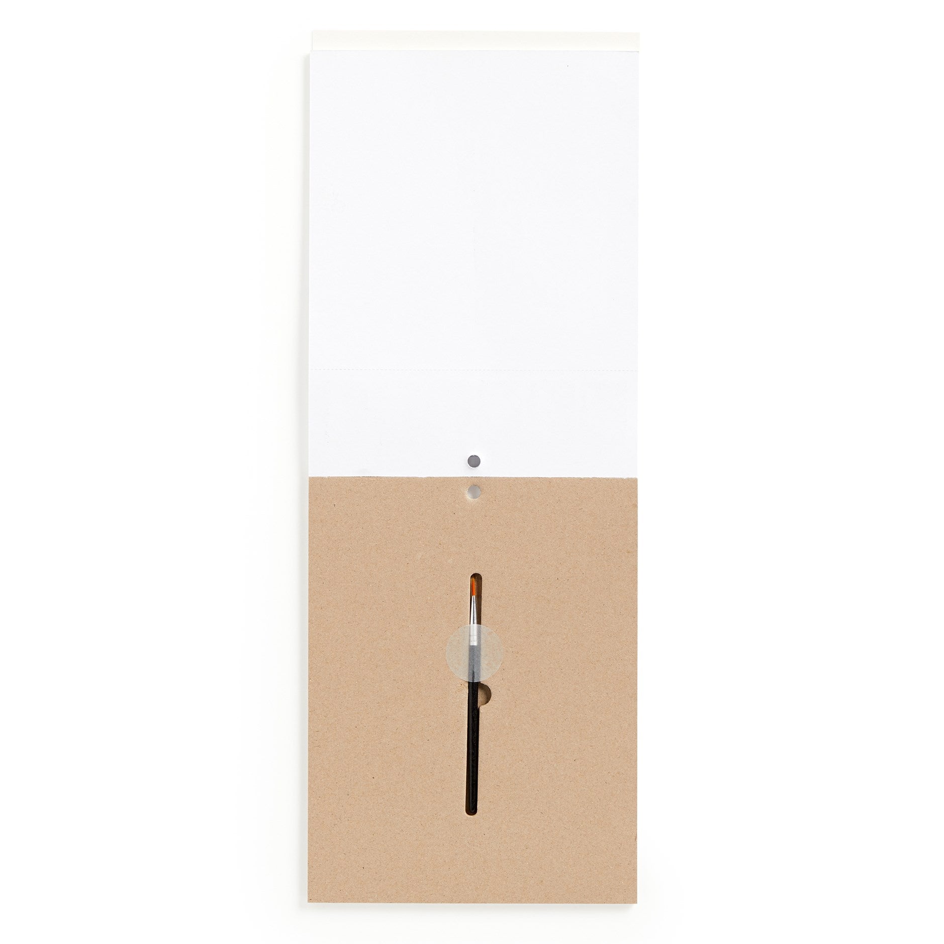 White envelope with a brown flap featuring a brush on a white background