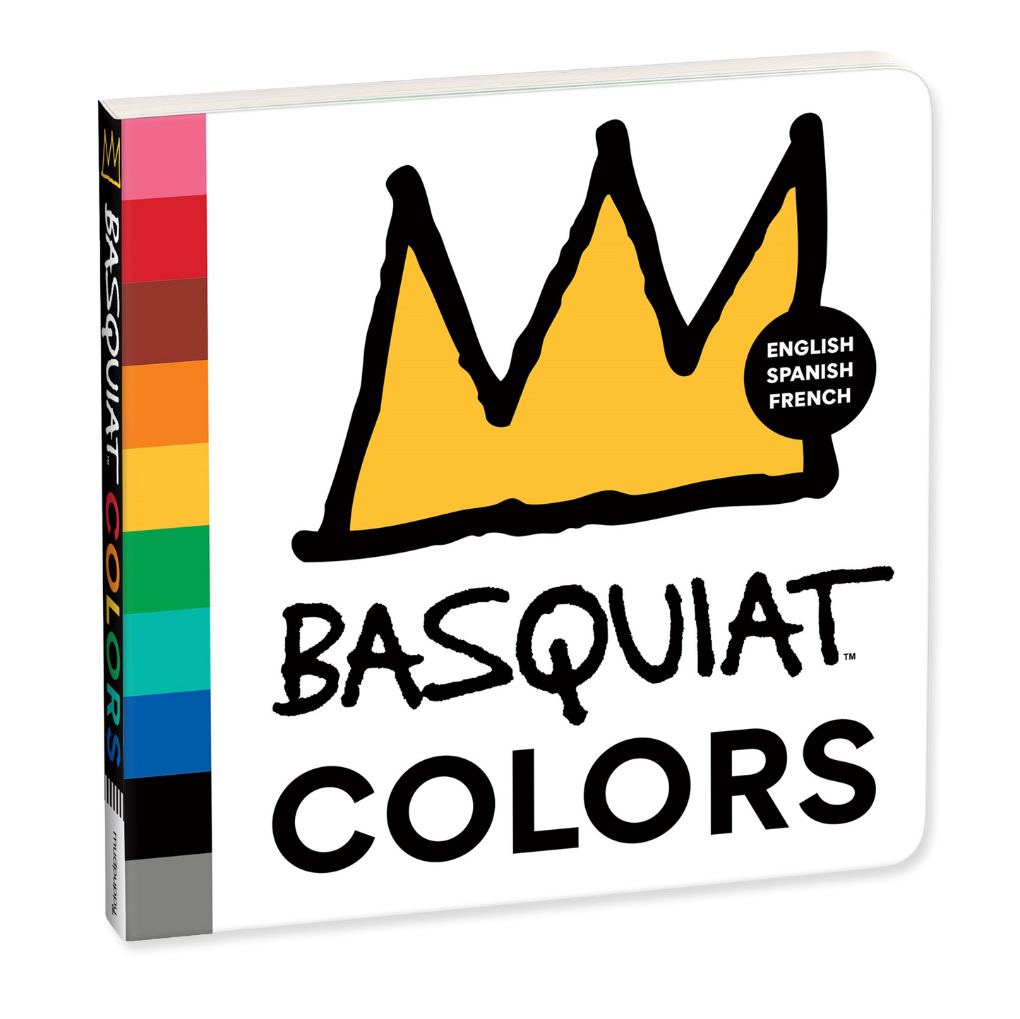Book titled 'Basquiat Colors' with a crown illustration and color swatch on a white background