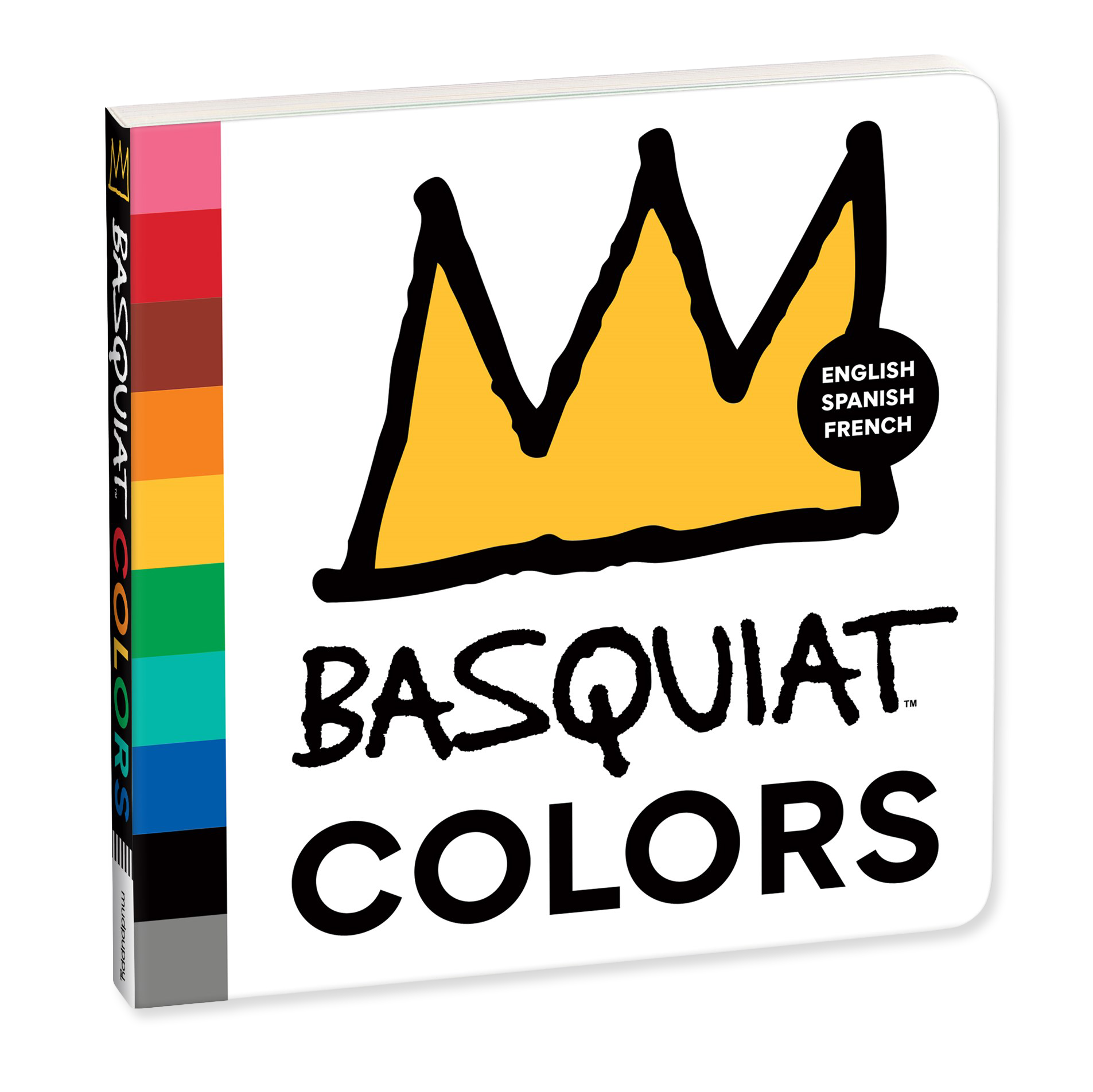 Book titled 'Basquiat Colors' with a crown illustration and color swatch on a white background