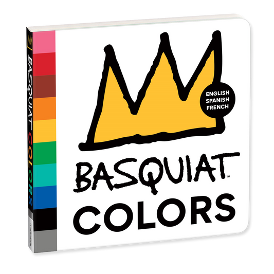 Book titled 'Basquiat Colors' with a crown illustration and color swatch on a white background