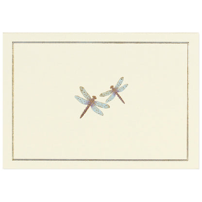 Tarjetas de notas en caja: libélulas azules