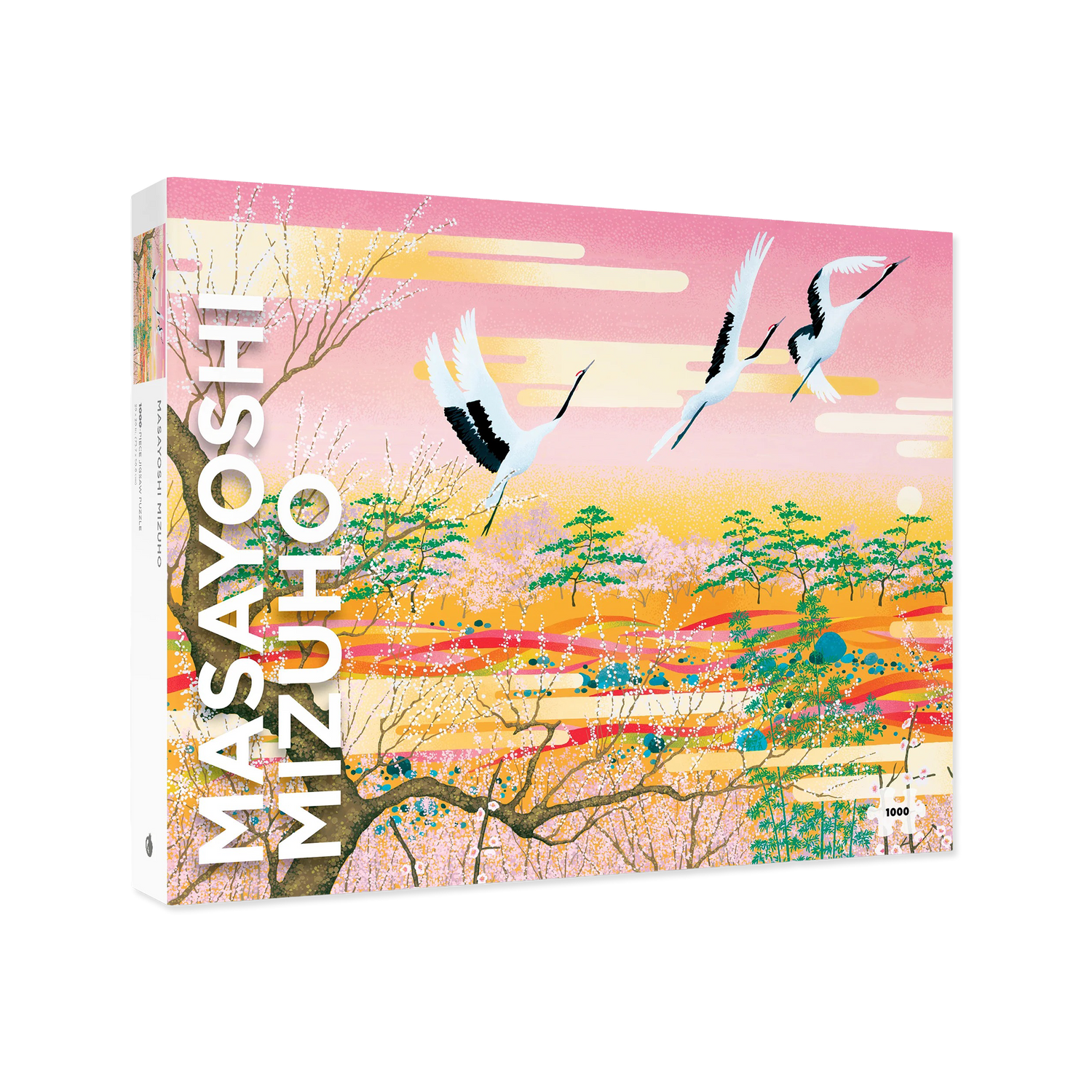 Book cover with artistic design of birds and landscape, featuring the artist's name 'Masayoshi Mizuho'.