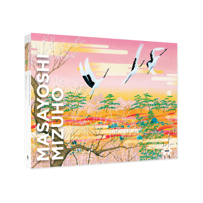 Book cover with artistic design of birds and landscape, featuring the artist's name 'Masayoshi Mizuho'.