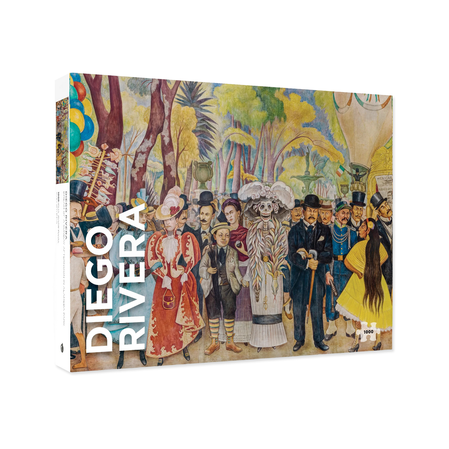 Diego Rivera-themed product packaging with colorful mural design