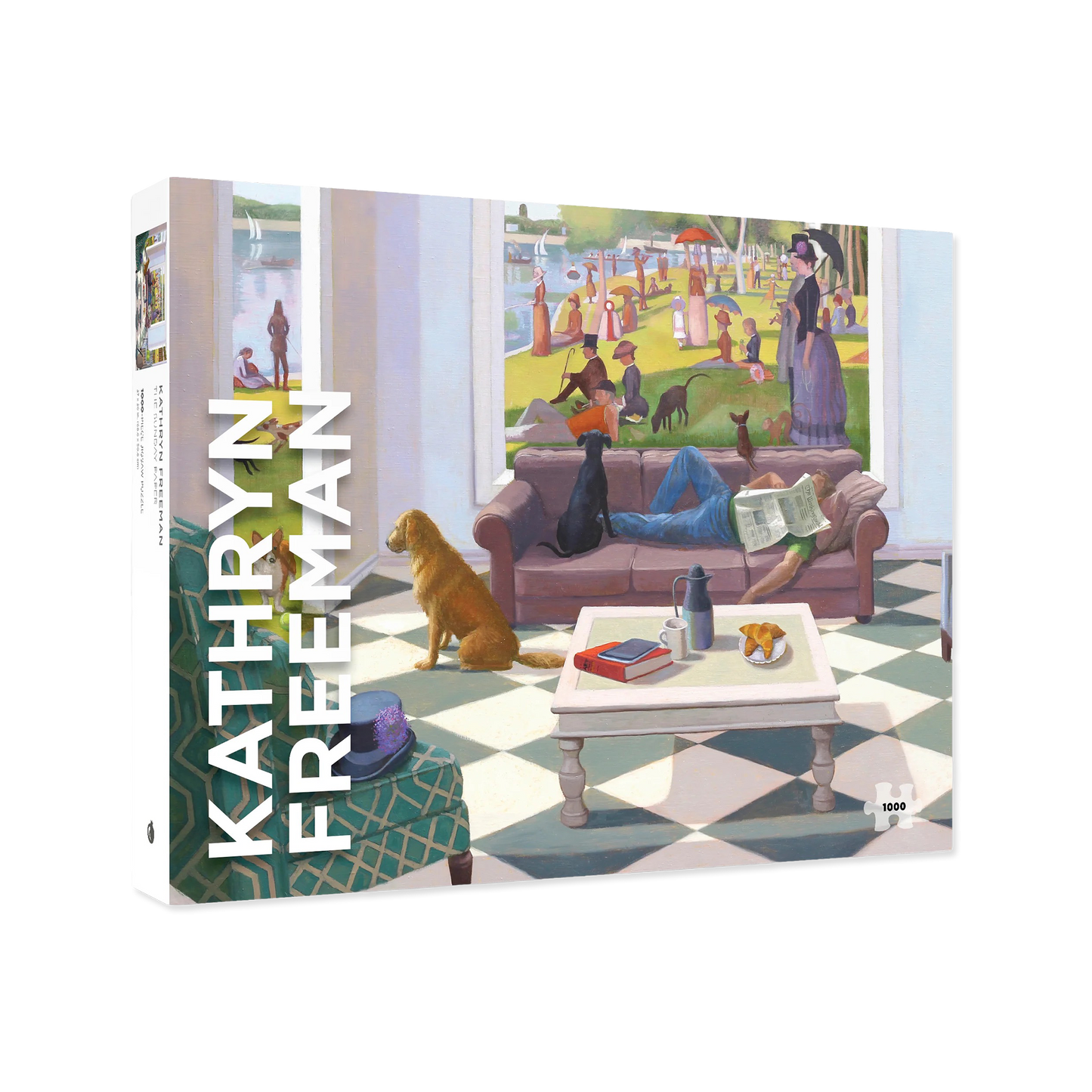 Jigsaw puzzle box with artwork and 'Kathryn Freeman' text