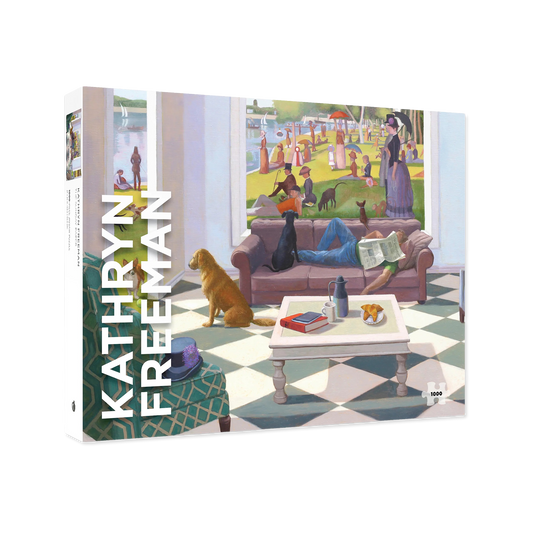 Jigsaw puzzle box with artwork and 'Kathryn Freeman' text
