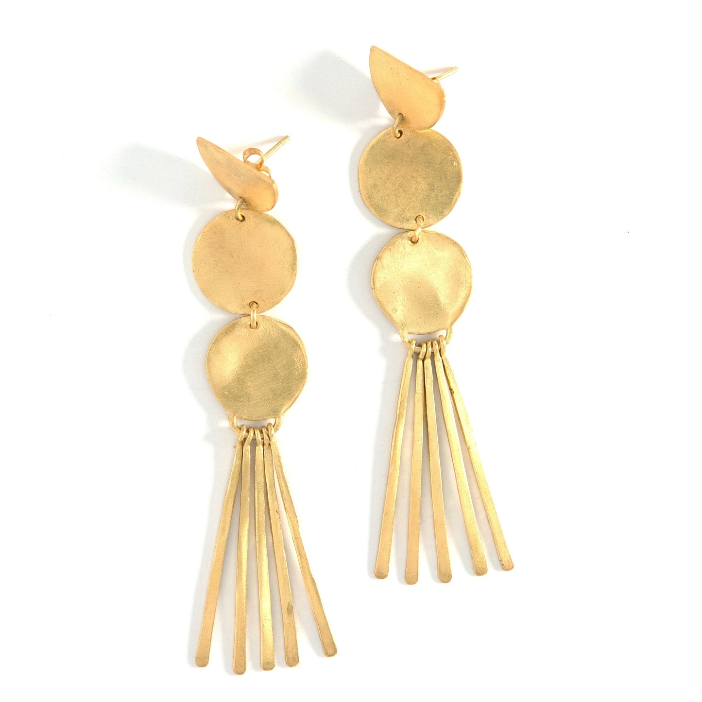 Brushed Matte Brass Abstract Earrings