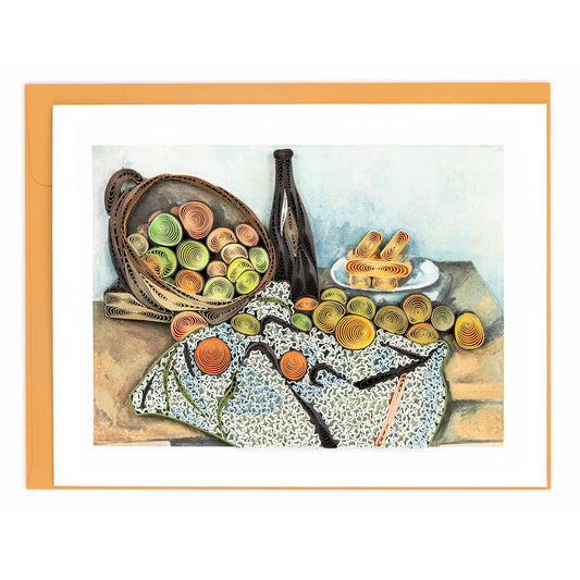 Quilling-Karte der Künstlerserie: „Der Korb mit Äpfeln“ von Paul Cézanne