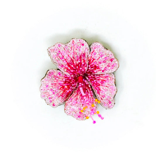 Aphrodite Hibiscus Flower Embroidered Brooch