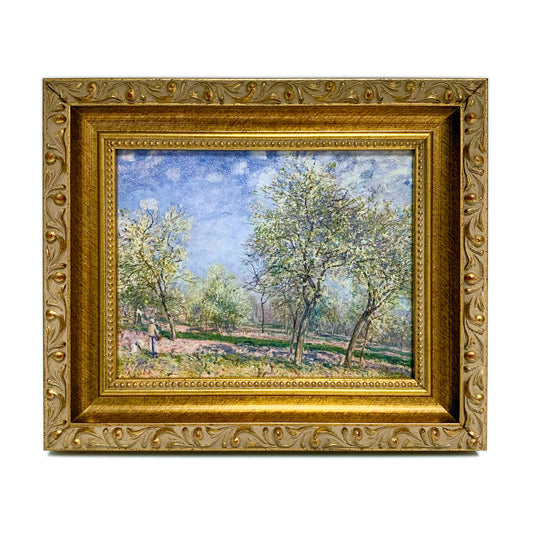 Small Framed Print, Apple Trees in Flower by Alfred Sisley
