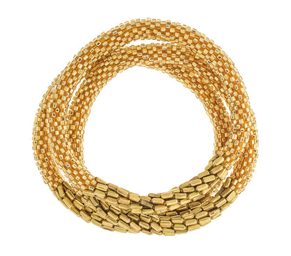 Statement Set of 3 Roll-On Bracelets: Hema Gold