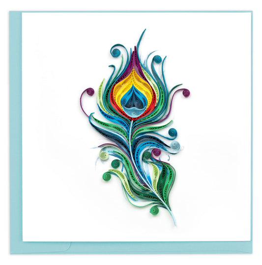 Quilled Peacock Feather Note Card
