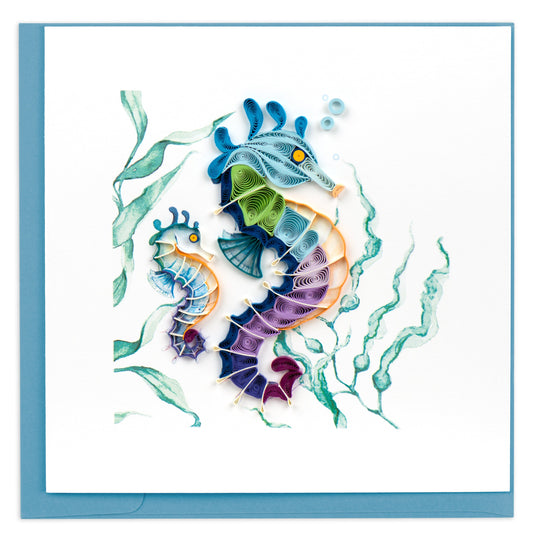 Quilled Colorful Seahorse Note Card