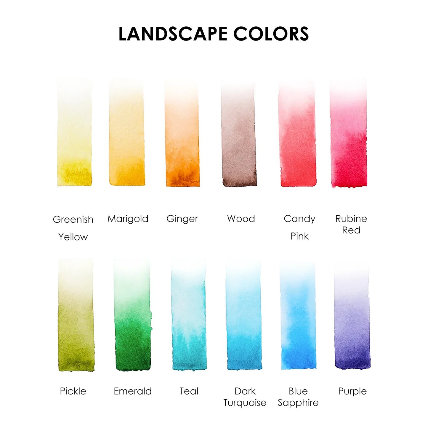 Watercolor Pocket Set Of 12 With Brush - Landscape Colors