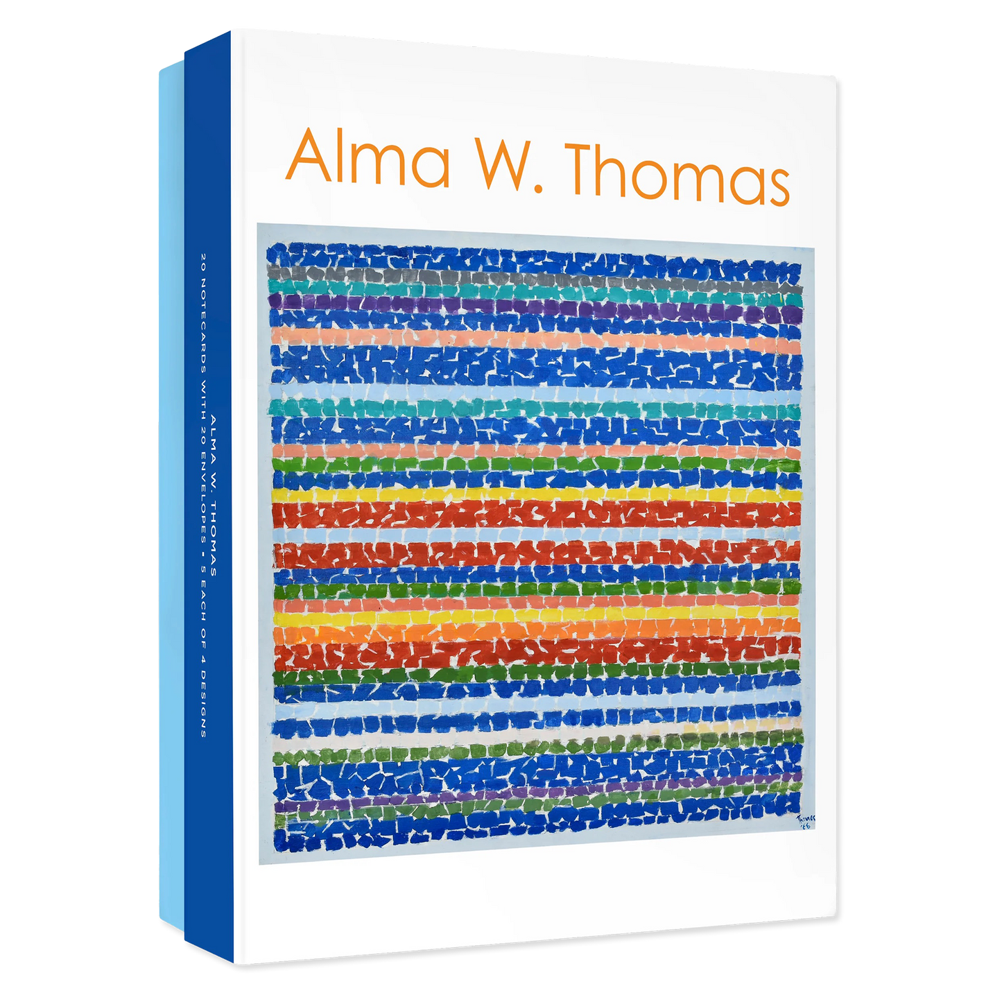 Box with colorful pattern and 'Alma W. Thomas' text