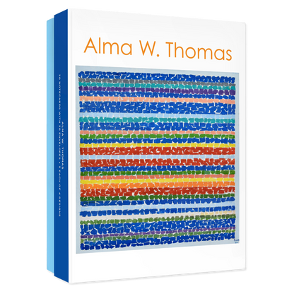 Box with colorful pattern and 'Alma W. Thomas' text