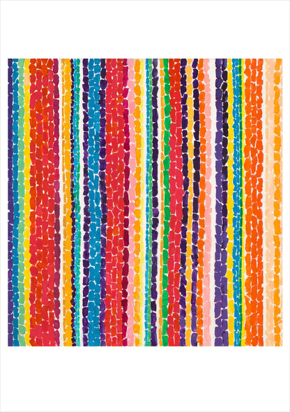 Colorful striped pattern with vertical lines on a white background