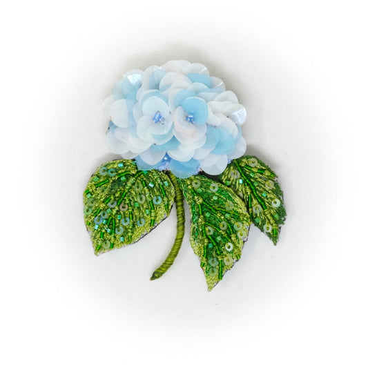 Blooming Hydrangea Flower Embroidered Brooch