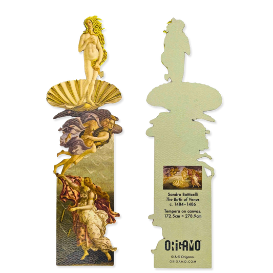 Quilled bookmark featuring "The Birth of Venus" by Sandro Botticelli