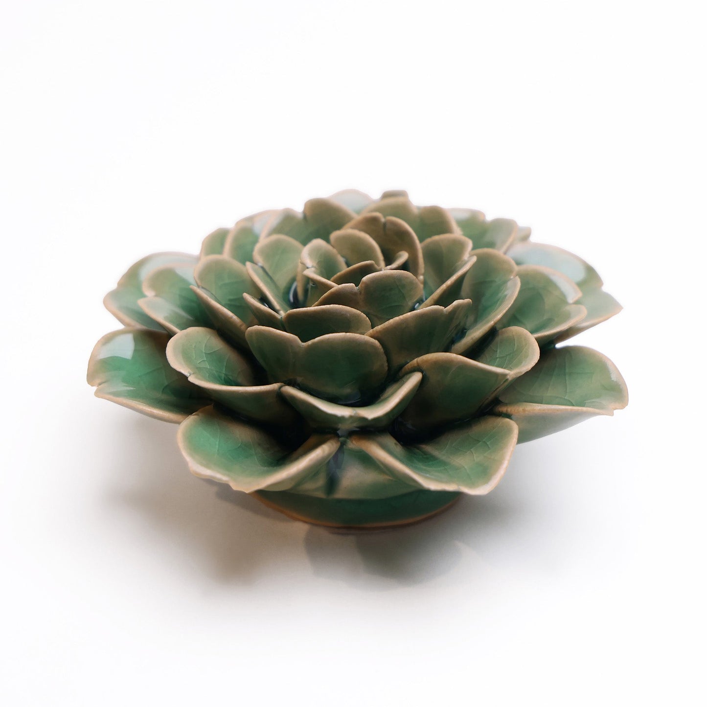 Ceramic Wallflower Pastel Green Tea Rose (3/4 view) - Chrysler Museum Shop