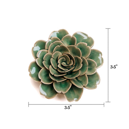 Ceramic Wallflower Pastel Green Tea Rose (Top with dimensions) - Chrysler Museum Shop