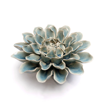 Ceramic Wallflower Teal Dahlia (3/4 view) - Chrysler Museum Shop